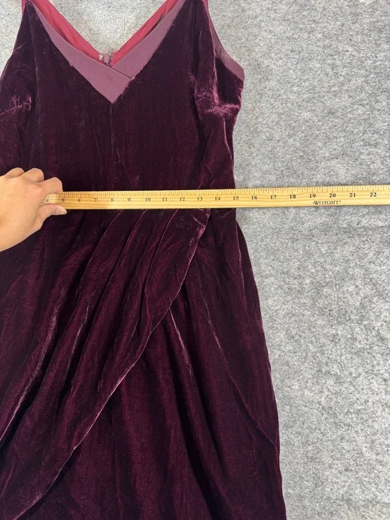 Adenlyn Rae Velvet Midi Slip Dress Burgundy Size M V Neck Party Whimsigoth Chic - Picture 8 of 13